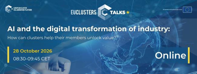 EU Clusters Talk – Umělá inteligence a digitální transformace průmyslu: Jak mohou klastry pomoci svým členům využít jejich potenciál